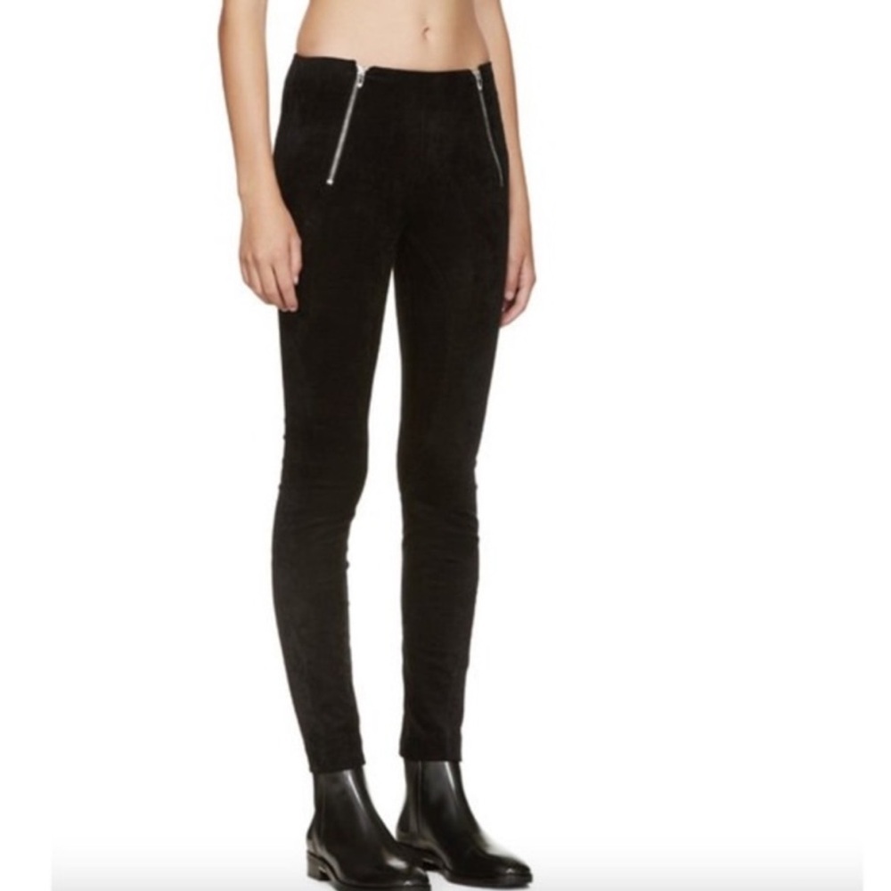 T BY ALEXANDER WANG stretch velveteen leggings black size 8